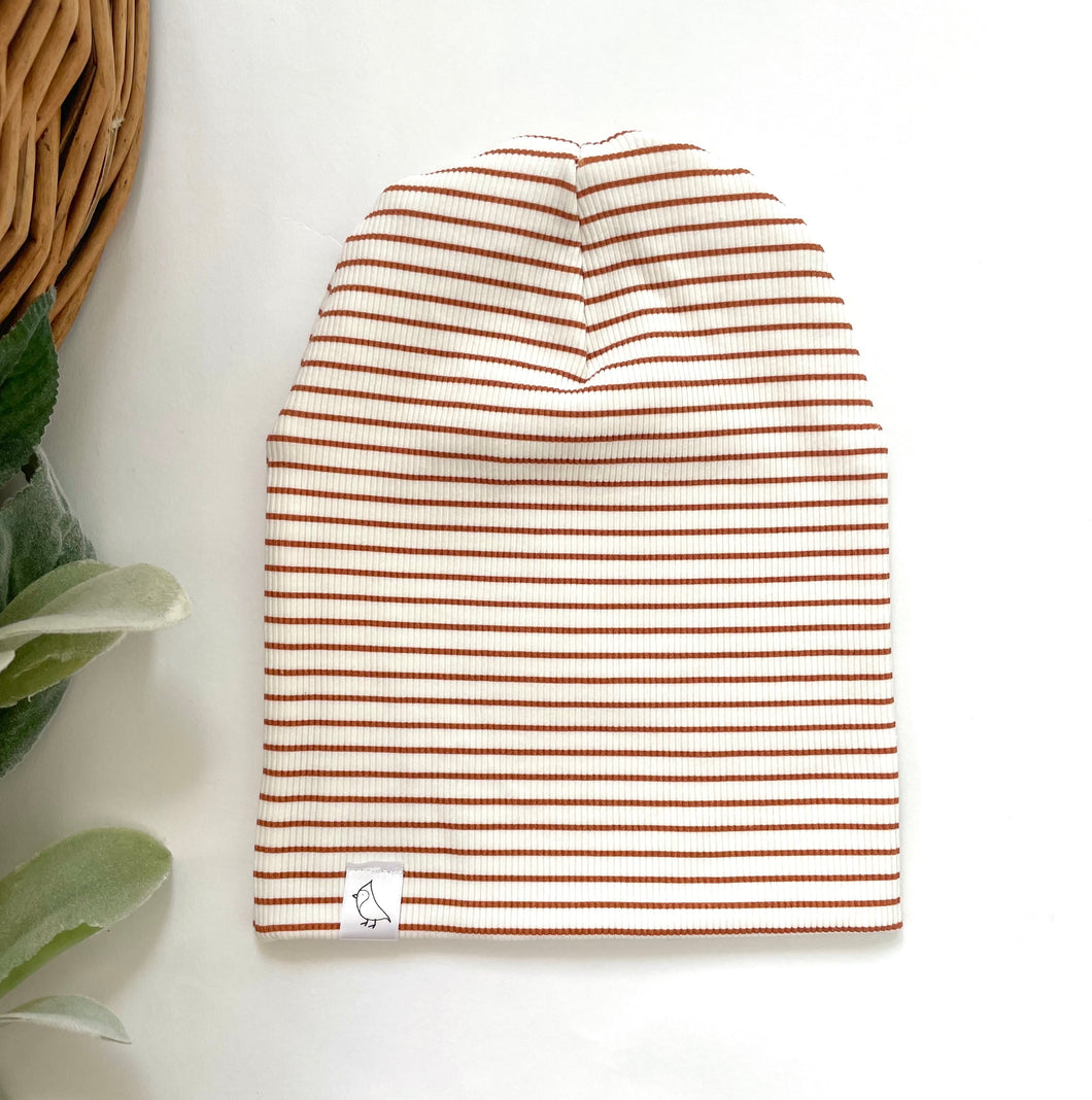 Rust Ribbed Slouchy Beanie