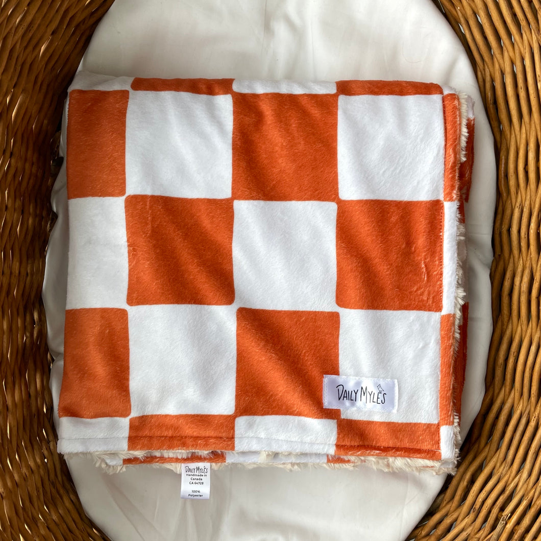 Rust Retro Check Cozy Blanket